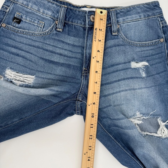 Kancan Jeans Women 5 Blue Boyfriend Distressed Destroyed Denim Mid Rise 29x27 - Picture 10 of 13